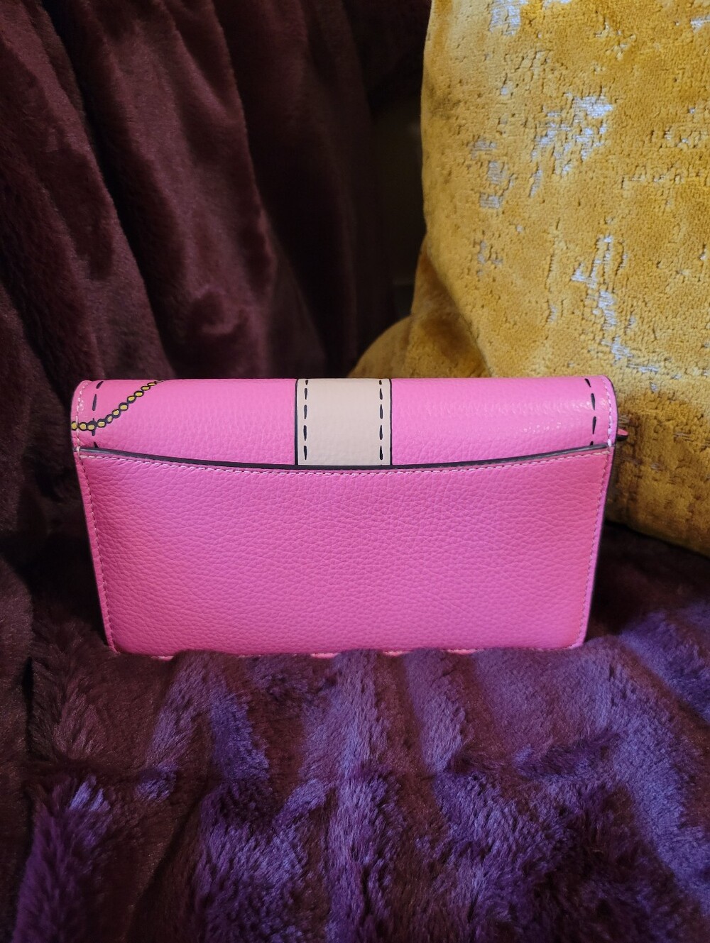 Coach NWOT Pink Cartoon Anna Foldover Clutch Crossbody With Trompe L'oeil Print - Picture 2 of 10